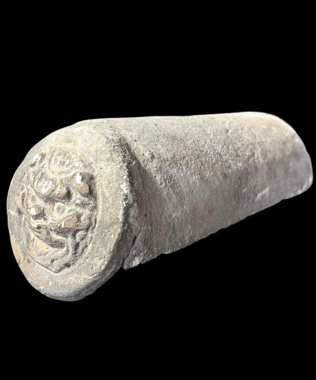 中国美術 新羅 鬼面 鬼瓦 素焼 置物 時代物 鬼 瓦 中国 古美術 石物 骨董品 アンティーク
