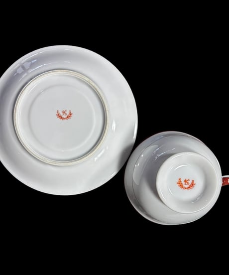 【2客揃】カップ&ソーサー レッド マグカップ 紅茶 コーヒー カップ 器 茶器 裏赤印 昭和 レトロ アンティーク