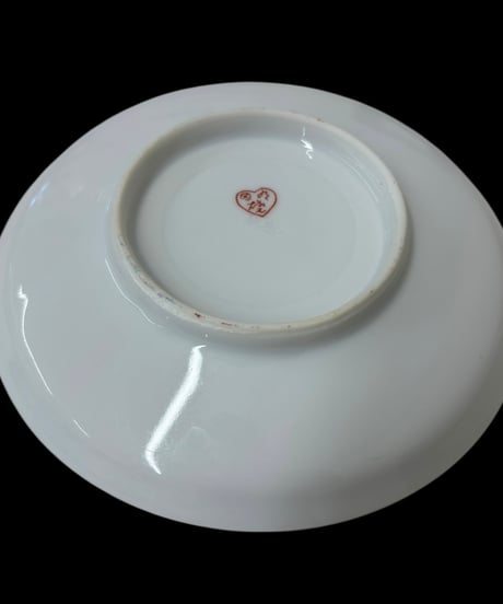 【2客セット】 色絵 巻物 瓢箪 松 丸皿 時代物 小皿 取り皿 盛り皿 飾り皿 レトロ 昭和初期 和食器 骨董品 アンティーク