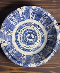 明治期 染付 大鉢 牡丹文図 松竹梅 深鉢 鉢 時代物 取り皿 飾り皿 和