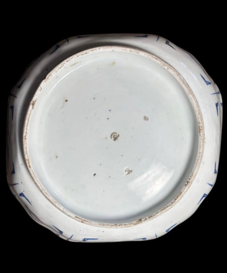 古伊万里 大鉢 草花風景文図 盛り鉢 色絵 鉢 取り皿 飾り皿 和食器 陶器 伊万里 骨董品 アンティーク