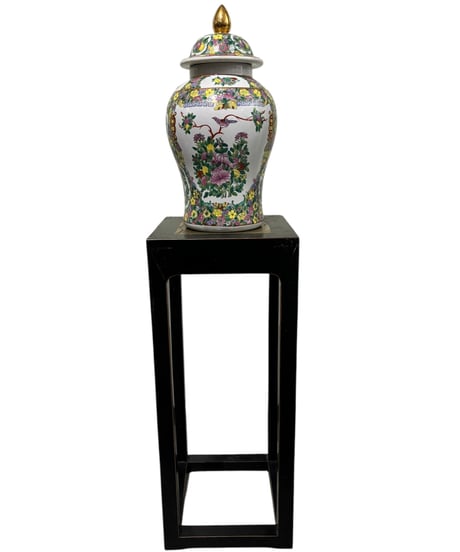 正方形花台 ブラック フラワースタンド 盆栽ベース アジアン家具 店舗 装飾品 インテリア 木製 シノワズリ モダン アンティーク