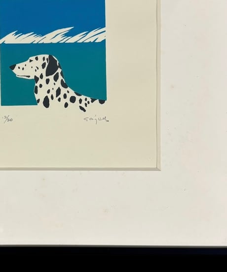 ダルメシアン 風景 作家物 犬 額 版画 アート イラスト 絵画 作品 美術品 コレクション 骨董品 アンティーク