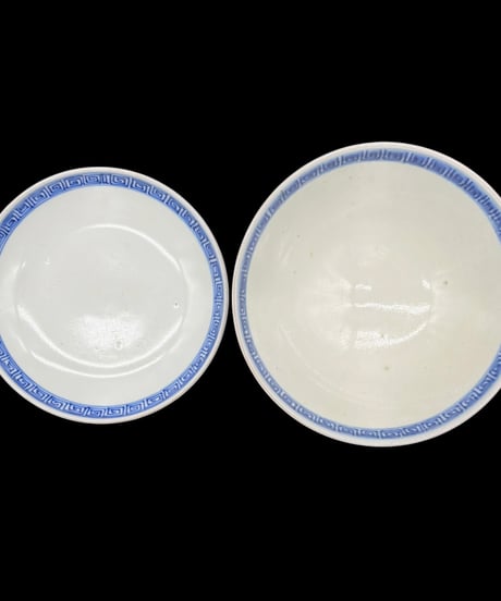 【2客セット】 江戸期 古伊万里 染付 麒麟草花文図 蓋付き椀 汁椀 茶碗 蓋物 取り皿 時代物 和食器 骨董品 アンティーク