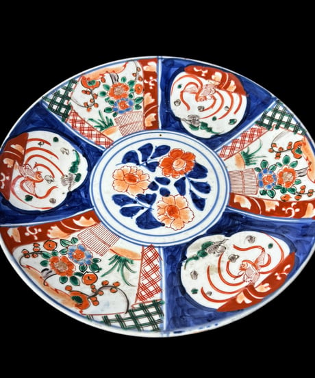 色絵 大皿 [草花鳥絵] 染付 平皿 丸皿 小皿 取り皿 飾り皿 和食器 骨董品 アンティーク