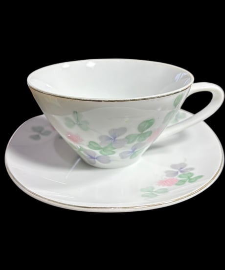 【4客揃】URARA YAMAKA カップ&ソーサー クローバー マグカップ 紅茶 コーヒー カップ 茶器 昭和 レトロ アンティーク