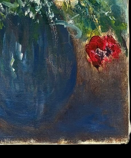 油絵 「花」 花瓶 油彩 額装 額 壁掛 絵画 色絵 雑貨 インテリア アンティーク コレクション