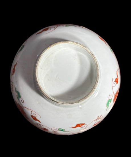 色絵 大鉢 [馬 雲 紋 花柄] 盛り皿 飾り皿 大皿 大深鉢 中華風 和食器 骨董品