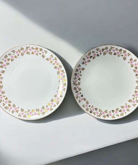 【2客セット】Noritake ノリタケ 花柄 日本 平皿 丸皿 取り皿 飾り皿 和食器 陶器 昭和 レトロ 骨董品 アンティーク