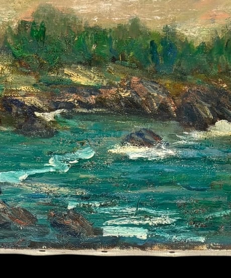 油絵 「海」 風景 油彩 額装 額 壁掛 絵画 色絵 雑貨 インテリア アンティーク コレクション