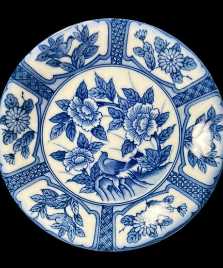 【5客セット】染付 丸皿 芙蓉 草花鳥絵 平皿 取り皿 盛り皿 飾り皿 和食器 骨董品 アンティーク