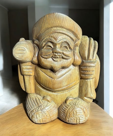 木彫り 大黒天 七福神 木製 大黒様 開運 縁起物 彫刻 仏像 古美術 インテリア 置物 オブジェ 骨董品 アンティーク