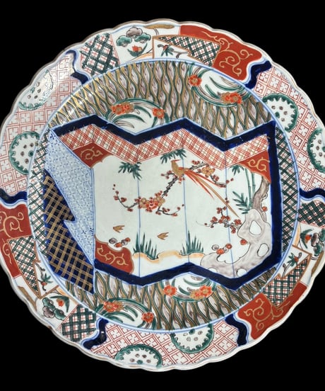 伊万里 金彩 色絵【松竹梅鳥草花紋】大皿 丸皿 盛り皿 飾り皿 古伊万里 古美術 和食器 骨董品 アンティーク