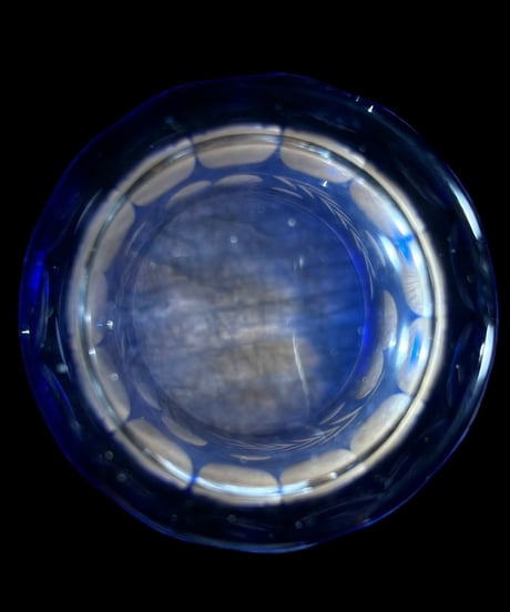 【2客セット】切子グラス 青 冠水瓶 ペアグラス ブルー タンブラー コップ グラス ショットグラス 器 食器 レトロ アンティーク