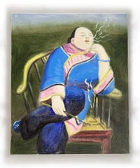 油絵【人物風景絵】中国雑貨 油彩 額装 壁掛 絵画 色絵 中国 民国 古美術 雑貨 インテリア アンティーク コレクション