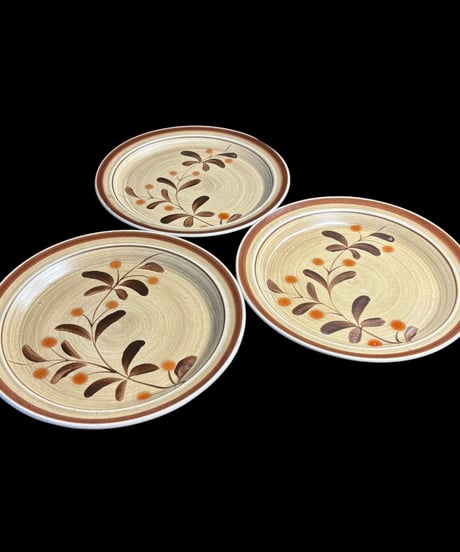 【3客セット】PREMIERE Potterskraft Wild Berries ストーンウェア 平皿 プレート 和食器 陶器 アンティーク