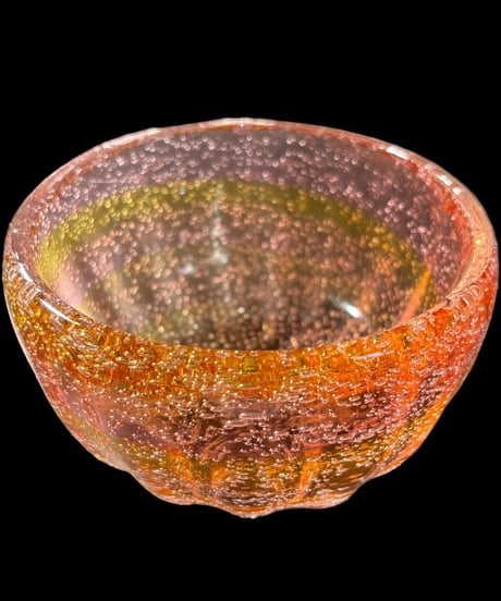 琉球ガラス 鉢 ピンク 吹きガラス 泡ガラス 宙吹き 小鉢 洋食器 和食器 デザート 硝子 ガラス グラス アンティーク
