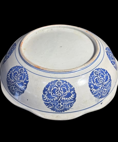 蔵出し 古伊万里 染付 大鉢 唐子 松竹梅 盛り鉢 鉢 飾り皿 和食器 陶器 時代物 骨董品 アンティーク