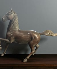 ブロンズ 馬 置物 干支 跳ね馬 縁起物 飾り 彫刻美術 銅製 工芸品 インテリア オブジェ 骨董品 アンティーク