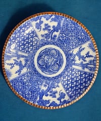 古伊万里 印判 染付 松竹梅 いげ皿 明治 大皿 丸皿 平皿 取り皿 盛り皿 飾り皿 時代物 和食器 骨董品 アンティーク