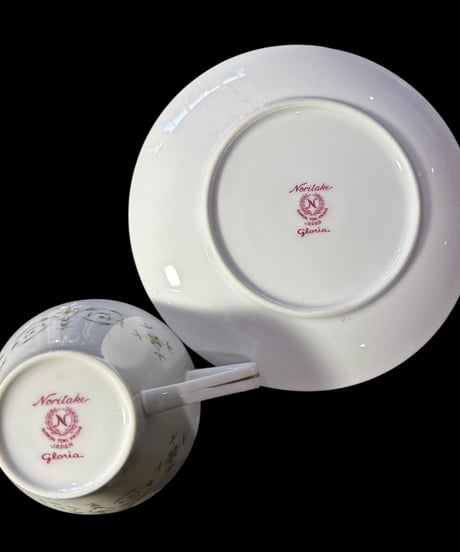 【5客揃】 Noritake gloria カップ&ソーサー 草花 グロリア マグカップ 花柄 紅茶 コーヒー カップ 茶器 昭和 レトロ アンティーク