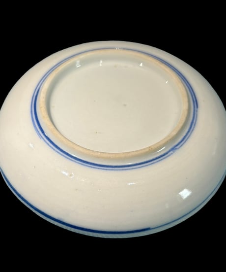 【2客セット】染付 小皿 [松竹梅草花風景鳥文絵] 平皿 丸皿 印判 取り皿 盛り皿 飾り皿 和食器 骨董品 アンティーク