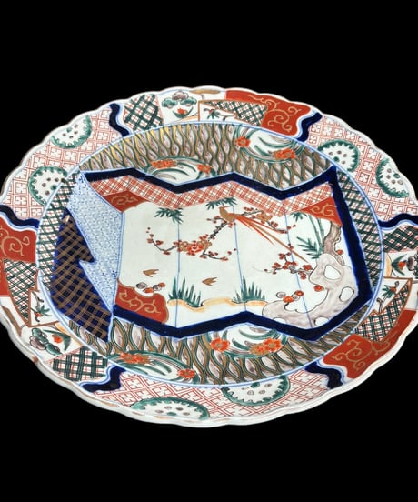 伊万里 金彩 色絵【松竹梅鳥草花紋】大皿 丸皿 盛り皿 飾り皿 古伊万里 古美術 和食器 骨董品 アンティーク