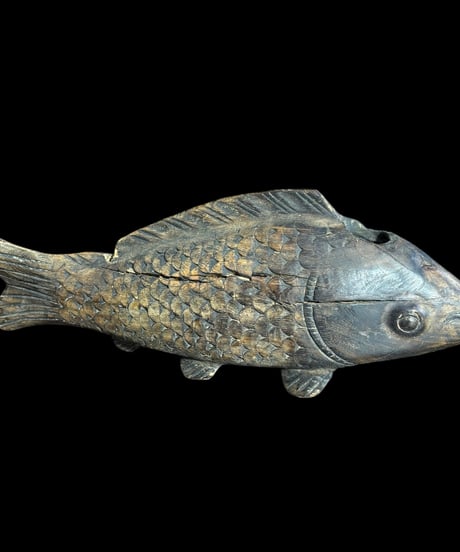 木彫り 鯉 置物 自在鉤 魚横木 一刀彫 木工芸 縁起物 インテリア オブジェ 彫刻 骨董品 アンティーク