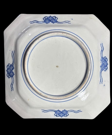 古伊万里 八角絵皿 [山水風景文図] 染付 年代物 八角皿 角皿 平皿 取り皿 盛り皿 飾り皿 伊万里 和食器 骨董品 アンティーク