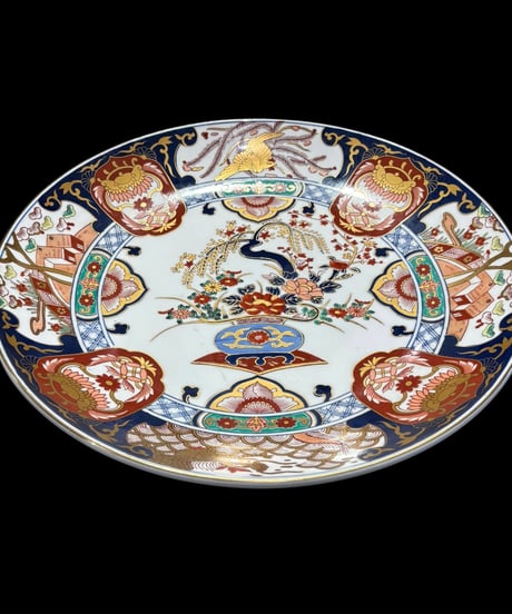 有田焼 秀峰作 金彩 色絵 絵皿 大皿 取り皿 飾り皿 伊万里 陶器 作家物 骨董品 アンティーク