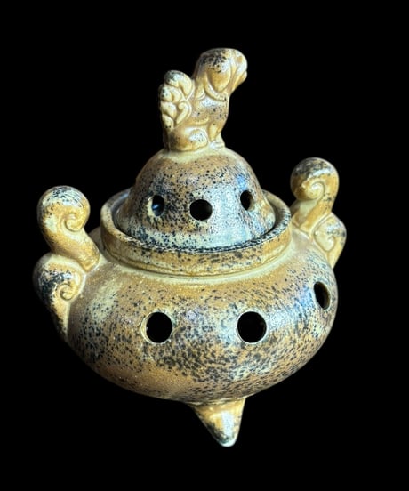 獅子 香炉 三足 狛犬 香道具 美術品 インテリア 置物 陶器 中国 時代物 骨董品 アンティーク