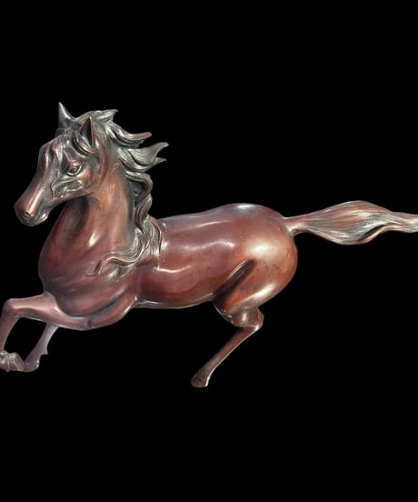 ブロンズ 馬 置物 干支 跳ね馬 縁起物 飾り 彫刻美術 銅製 工芸品 インテリア オブジェ 骨董品 アンティーク