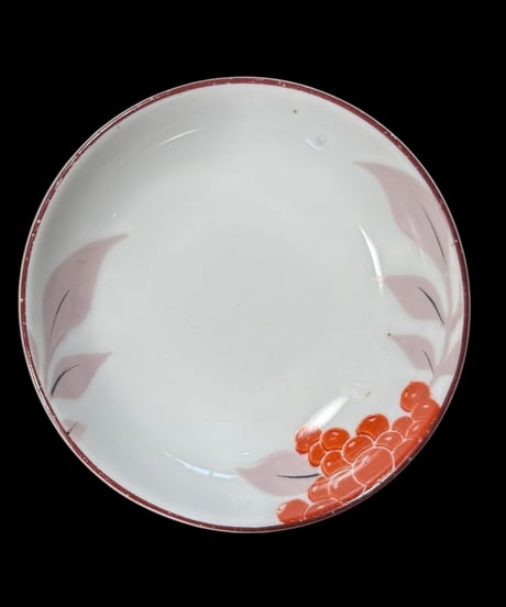 【2客セット】オールド東陶 南天柄 東洋陶器 小皿 丸皿 平皿 取り皿 盛り皿 飾り皿 和食器 骨董品 アンティーク
