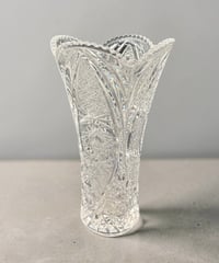 クリスタルダルク 花瓶 クリスタル 硝子 切子 カットガラス フラワーベース 古美術 レトロ アンティーク