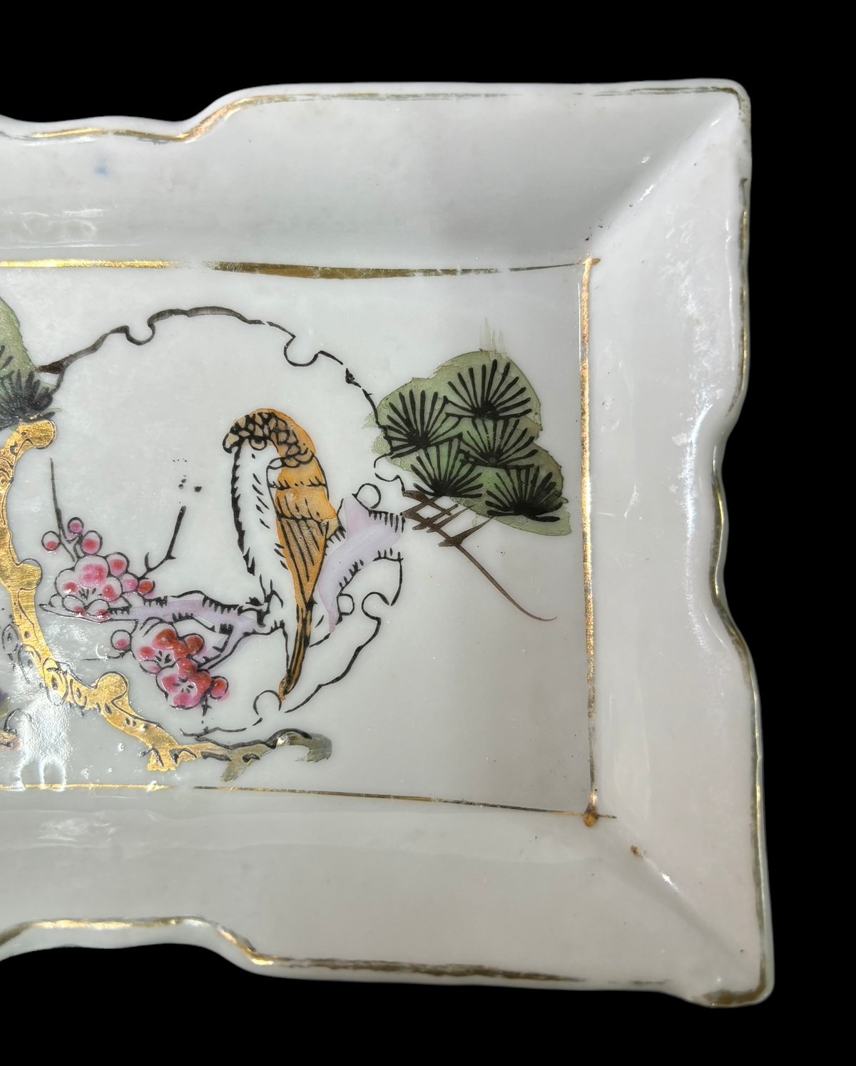 九谷焼 青粒 梅に鶯 刺身皿 角皿　明治九谷　5客 3.5号角皿 W10.5cm 梅文 九谷焼 和陶房 | threetone【online shop】
