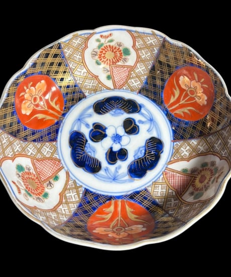 伊万里 金彩 色絵 [窓絵草花文図] なます皿 丸皿 取り皿 飾り皿 和食器 時代物 古伊万里 陶器 骨董品 アンティーク