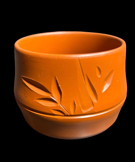【2客セット】常滑焼 朱泥 向付 [竹の葉] 湯呑み 茶器 茶碗 茶道具 器 陶器 骨董品
