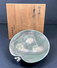 時代物 蔵出し 葉鉢 共箱 作家物 葉 取り皿 盛り皿 飾皿 陶器 骨董品 アンティーク