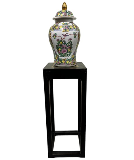 正方形花台 ブラック フラワースタンド 盆栽ベース アジアン家具 店舗 装飾品 インテリア 木製 シノワズリ モダン アンティーク