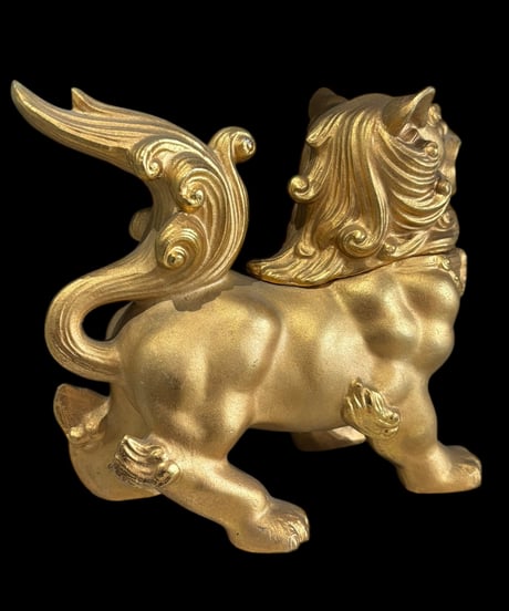 高岡銅器 金獅子 香炉 唐獅子 ゴールド 置物 美術品 縁起物 オブジェ 陶磁器 陶器 骨董品 アンティーク