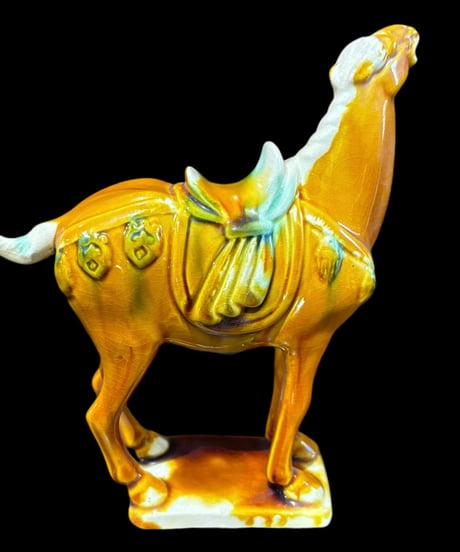 唐三彩 馬 置物 中国雑貨 縁起物 オブジェ 置物 中国 唐 干支 ウマ 陶器 古磁器 骨董品 アンティーク