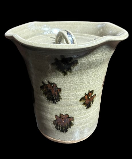 水差し 灰釉 点文 茶器 茶道具 水指 ピッチャー 陶器 骨董品 アンティーク