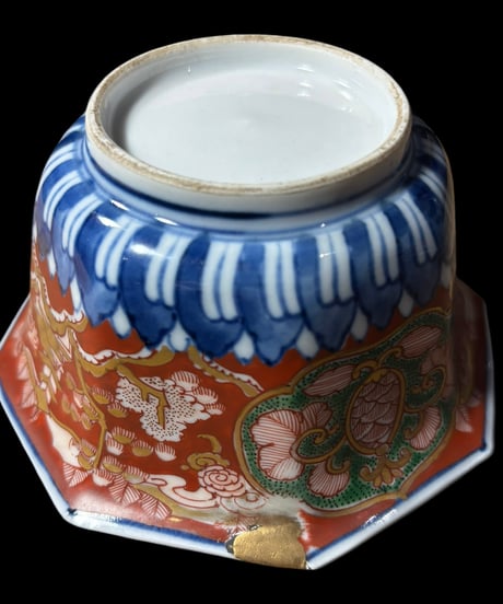 【金継ぎ】古伊万里 小鉢 色絵 八角鉢 金彩 赤絵 鉢 盛り皿 飾り皿 深鉢 器 和食器 伊万里 骨董品 アンティーク