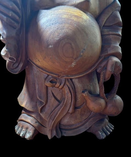 木彫り 布袋尊 七福神 木製 布袋様 商売繫盛 縁起物 彫刻 仏像 古美術 インテリア 置物 オブジェ 骨董品 アンティーク