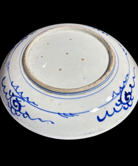 古伊万里 染付 [微塵唐草図] 丸皿 取り皿 飾り皿 和食器 明治 伊万里 陶器 骨董品 アンティーク