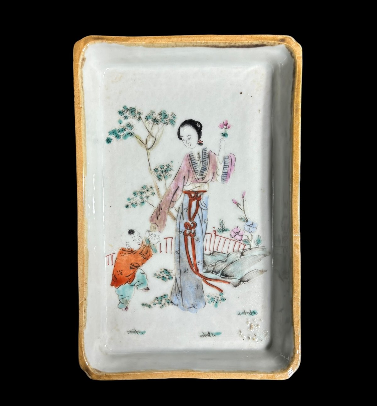 中国陶芸中国の有名 人物画 陶器 直径約43cm大飾り皿 中国美術 美人 粉彩人物絵 清時代 中国雑貨 陶板 磁板 食器