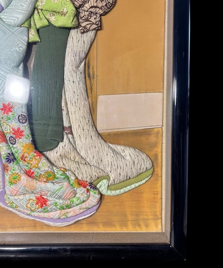 ささやき 押絵 美人画 浮世絵 日本絵画 伝統 手芸技法 額装 額 壁掛 絵画 雑貨 アート アンティーク コレクション