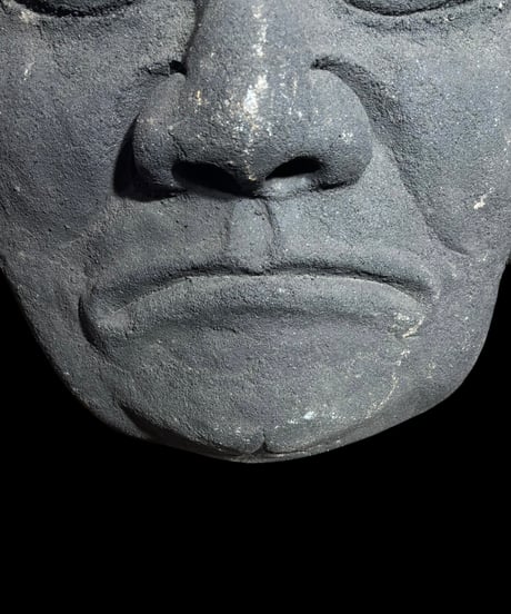 竃神 石彫面 石物 彫刻 仏面 飾面 縁起物 古美術 時代物 インテリア 骨董品 アンティーク