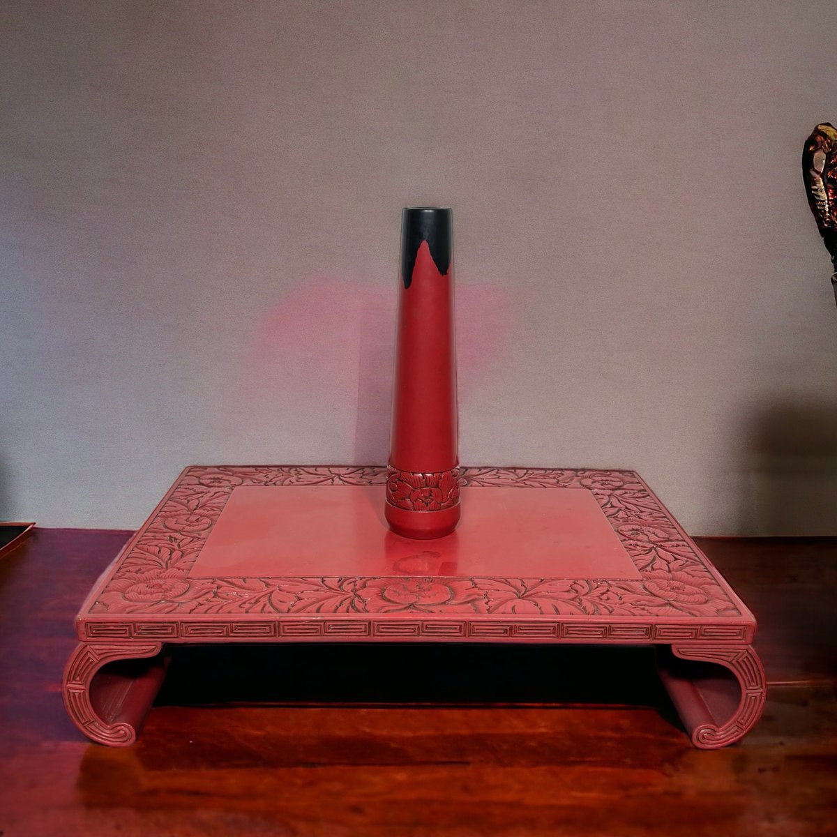 昭和レトロ 高級漆器 木製 リーフ柄 金蒔絵 花瓶台 花台 盆栽台 平卓 座卓 昭和レトロ 高級漆器 木製 リーフ柄 金蒔絵 花瓶台 花台 盆栽台 平卓