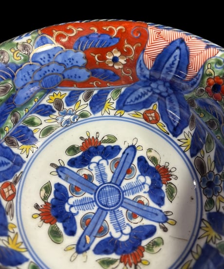 【2客セット】 大聖寺伊万里 色絵 大鉢 金彩 染付 盛り鉢 鉢 取り皿 飾り皿 伊万里 和食器 陶器 骨董品 アンティーク
